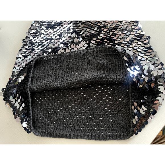 Joan Vass Sz S Knit Sequin 2 Piece Dress Black Wool Glam Party Knitted Dramatic - Picture 14 of 16